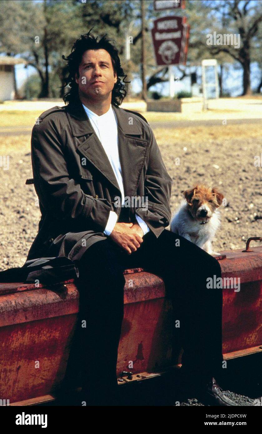 JOHN TRAVOLTA WITH DOG, MICHAEL, 1996 Stock Photo