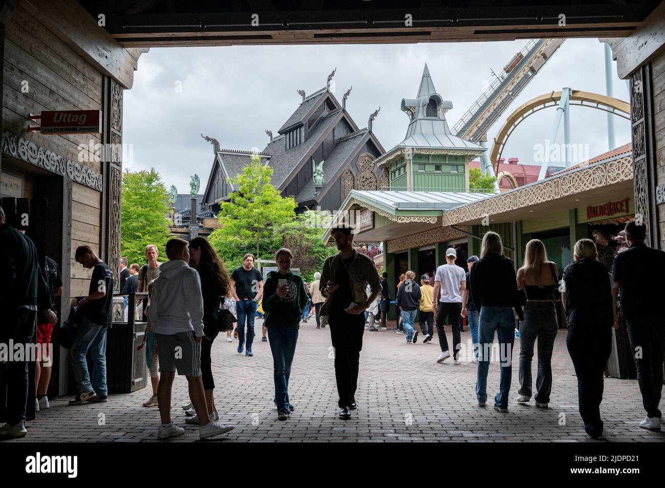 Gothenburg, Sweden - June 21, 2022: Liseberg amusement park opened in 1923 and currently is the largest in Scandinavia with 3 million visitors annuall Stock Photo