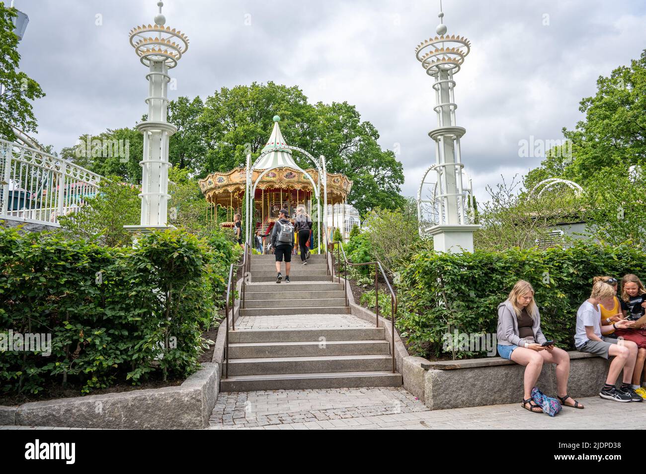 Gothenburg, Sweden - June 21, 2022: Liseberg amusement park opened in 1923 and currently is the largest in Scandinavia with 3 million visitors annuall Stock Photo