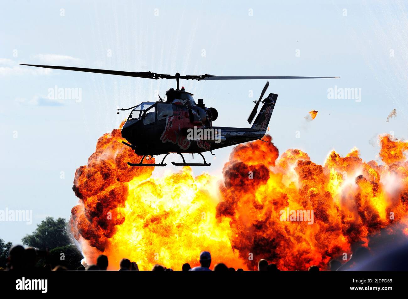 AH-1 Cobra, Red Bull (Flying Bulls) TAH-1F, jet fighter, military ,helicopters Stock Photo