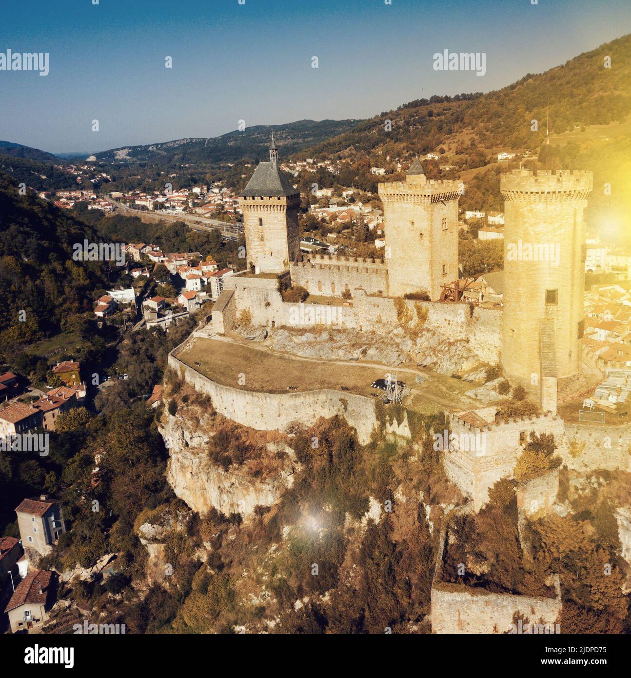 Aerial view of Chateau de Foix Stock Photo - Alamy