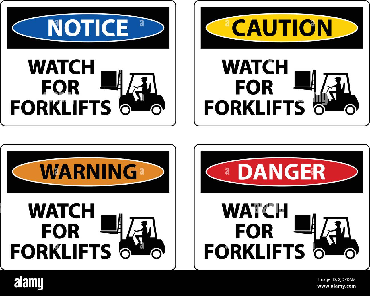 Caution Watch For Forklifts Sign On White Background Stock Vector Image ...