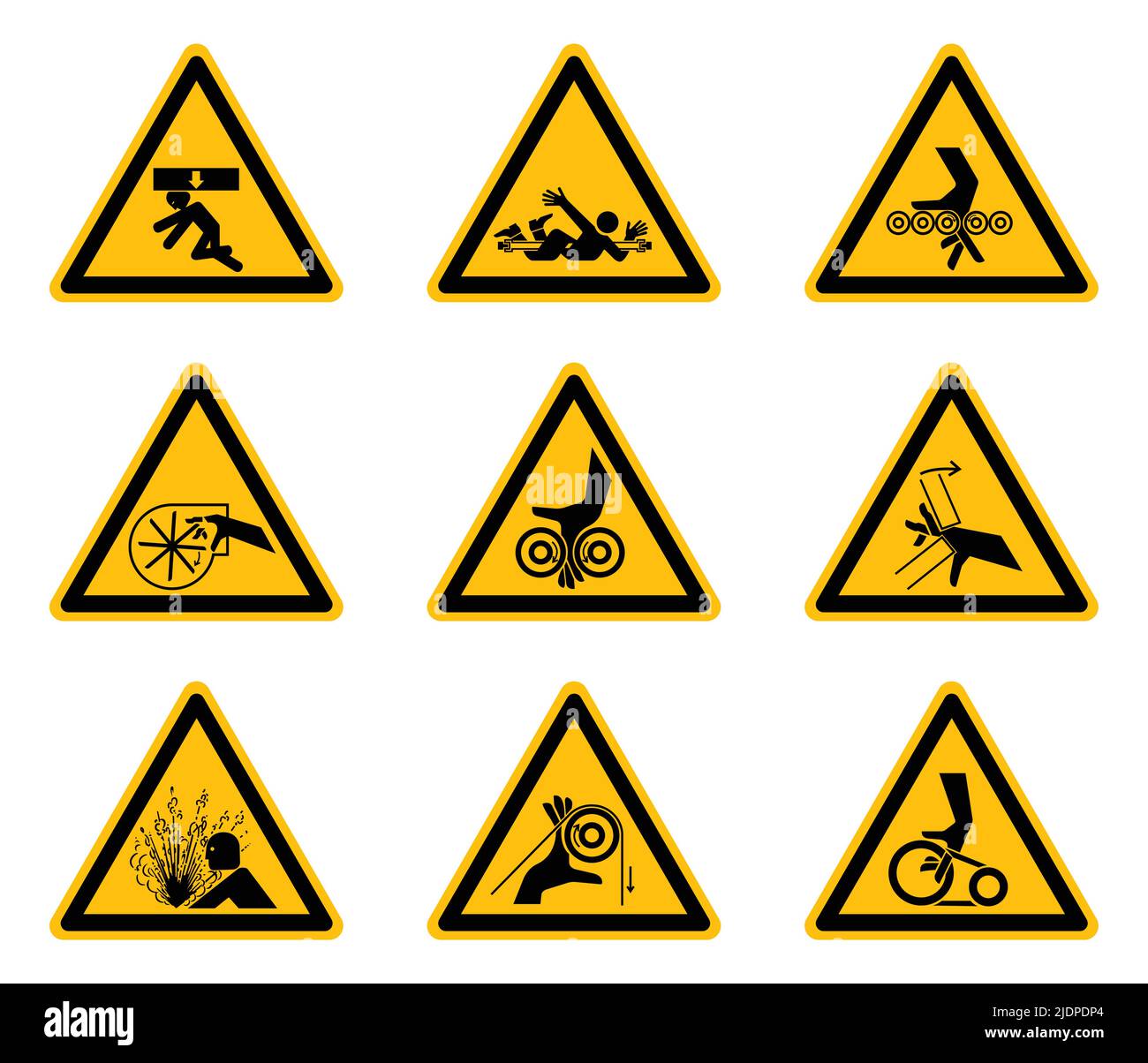 Triangular Warning Hazard Symbols labels On White Background,Vector ...