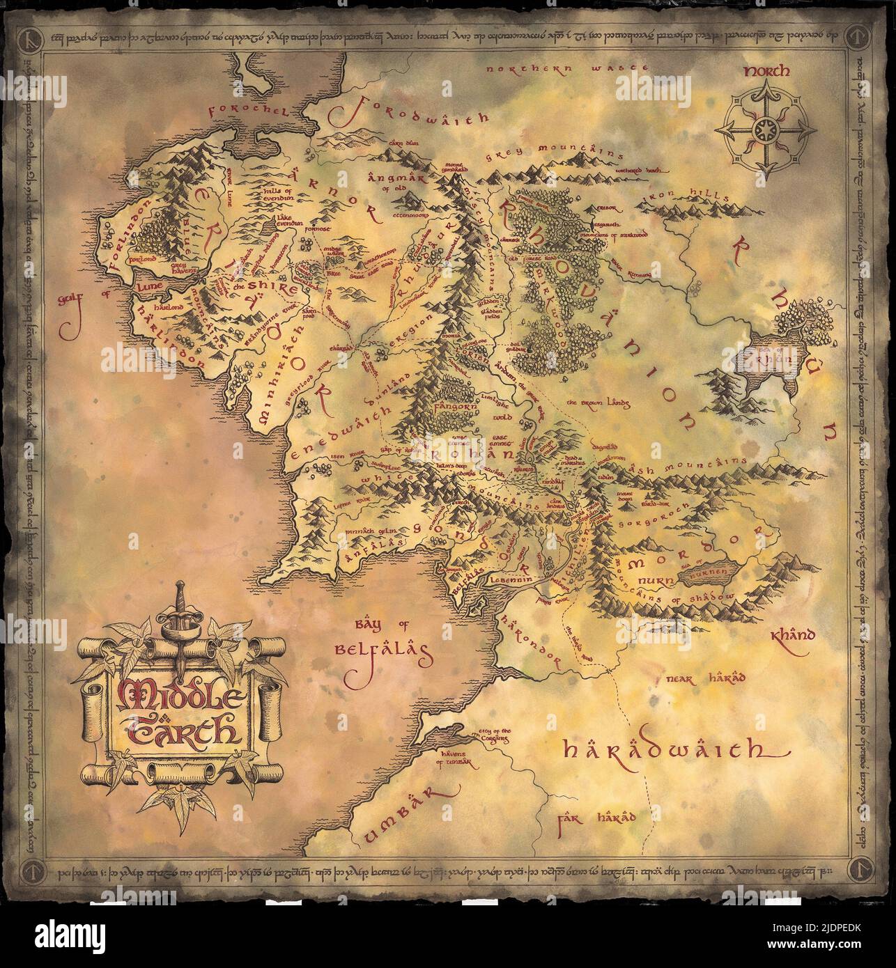 MIDDLE EARTH MAP, THE LORD OF THE RINGS: THE TWO TOWERS, 2002 Stock Photo