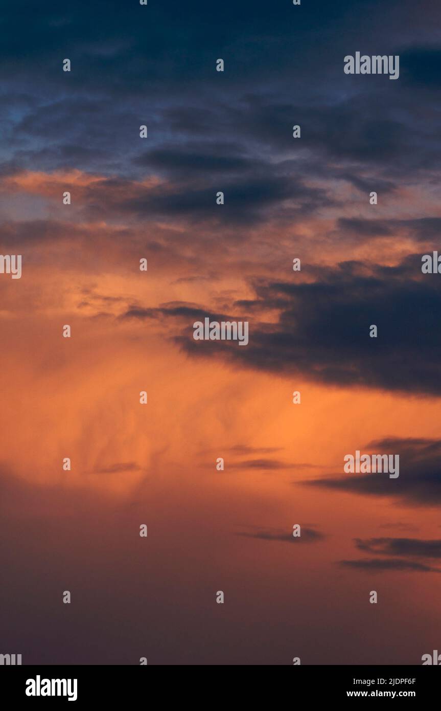 Pretty sky at sunset in September, with lots of copy space. Stock Photo