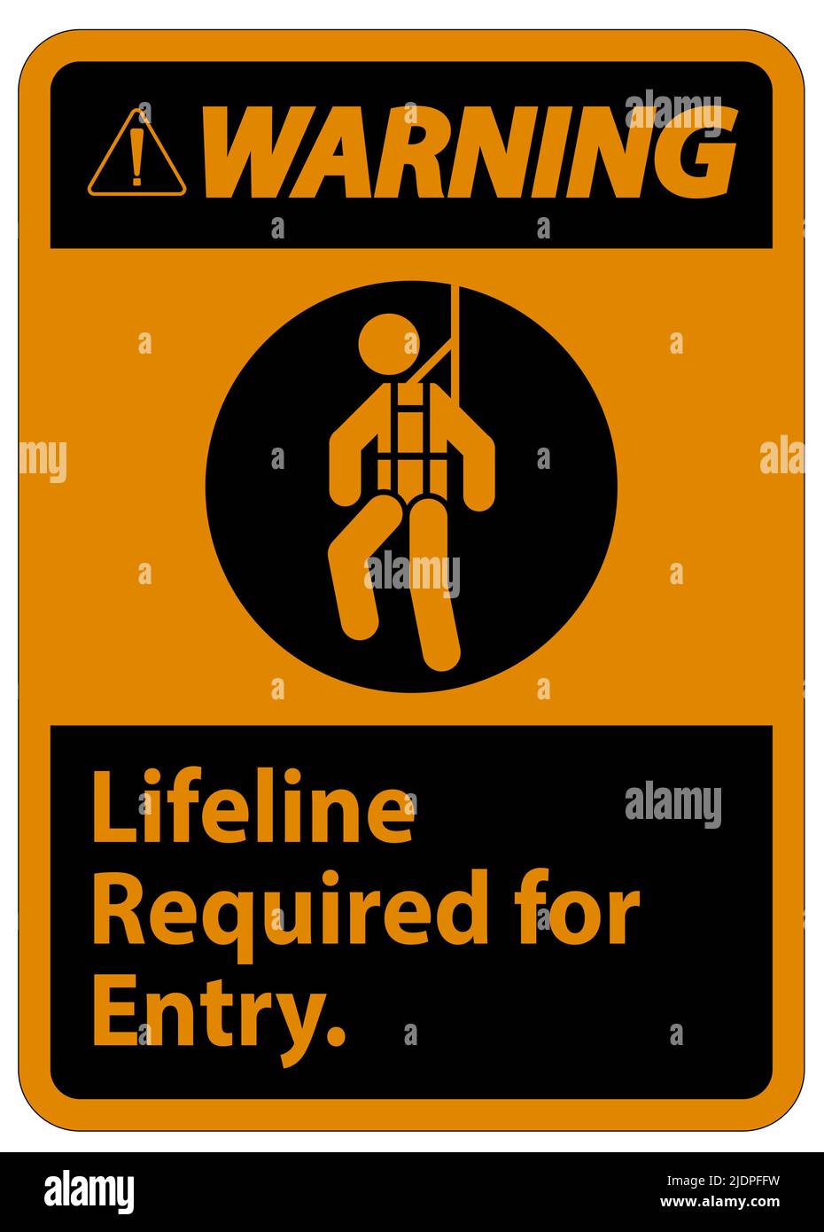 Warning Confined Space Sign Lifeline Required For Entry Stock Vector