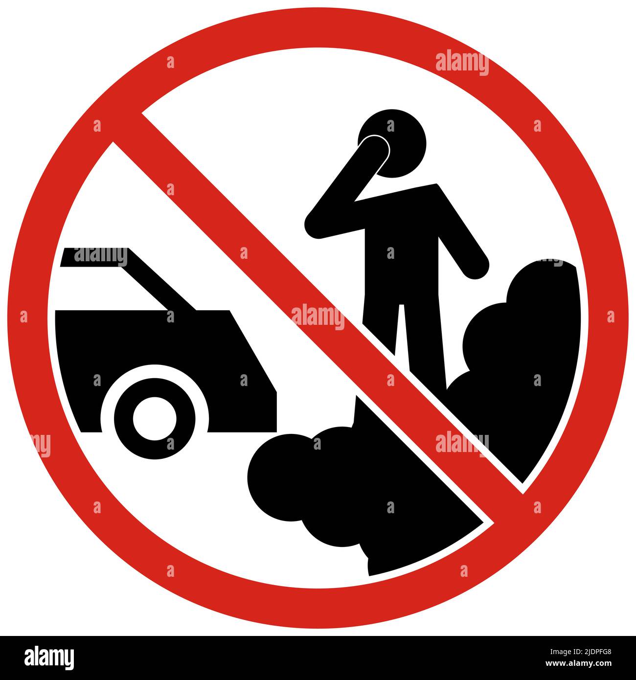 No idling, turn off engine. Prohibition Sign On White Background Stock
