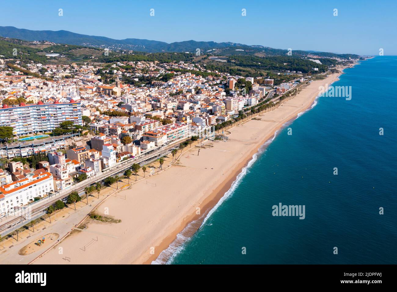 Birds eye view of Canet de Mar, Spain Stock Photo - Alamy