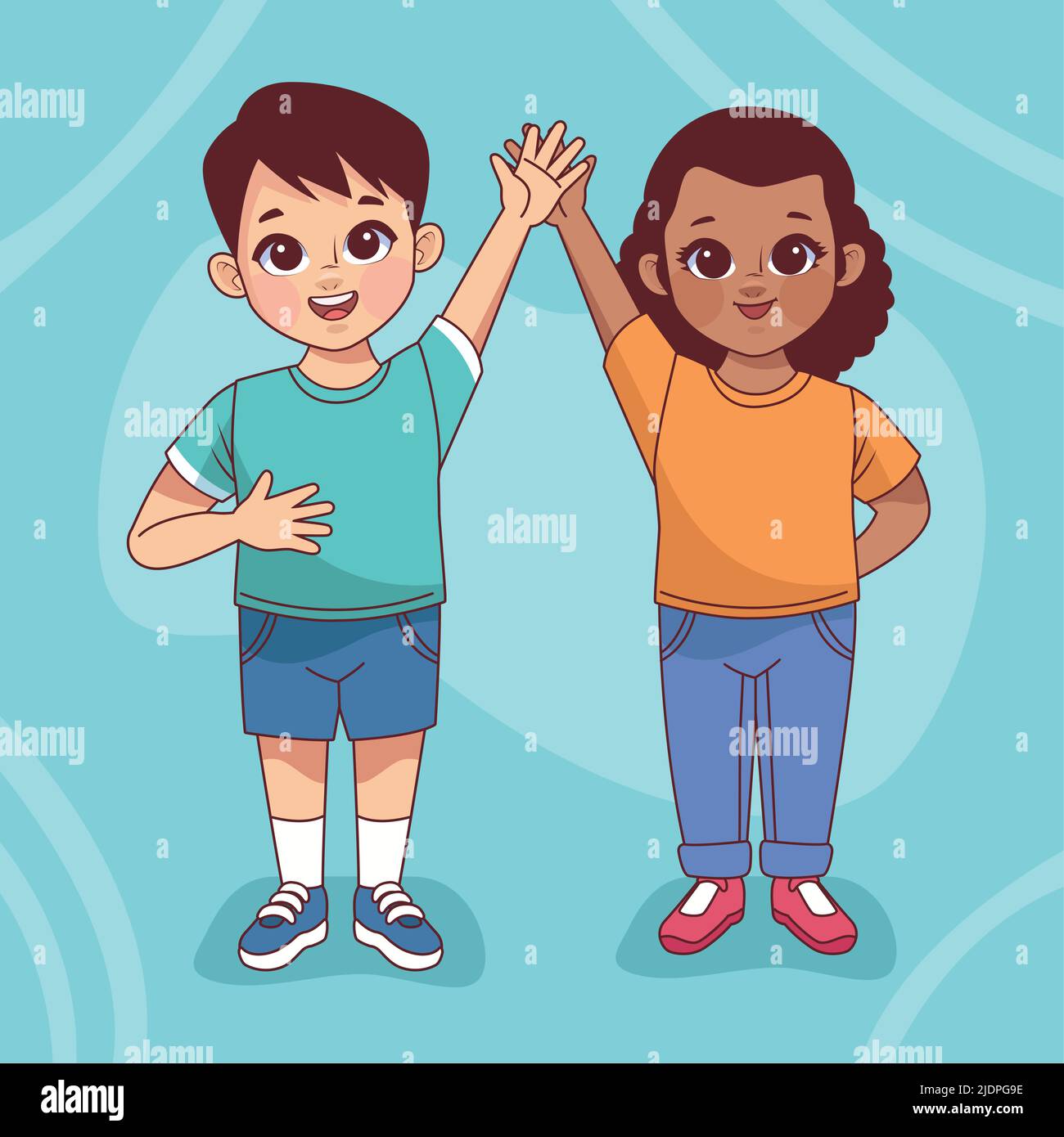 interracial little kids couple Stock Vector Image & Art - Alamy