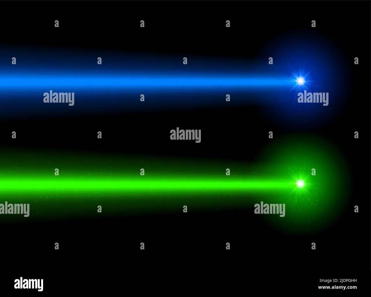 Laser beam blue green light. Vector laser beam line ray glow effect energy Stock Vector Image