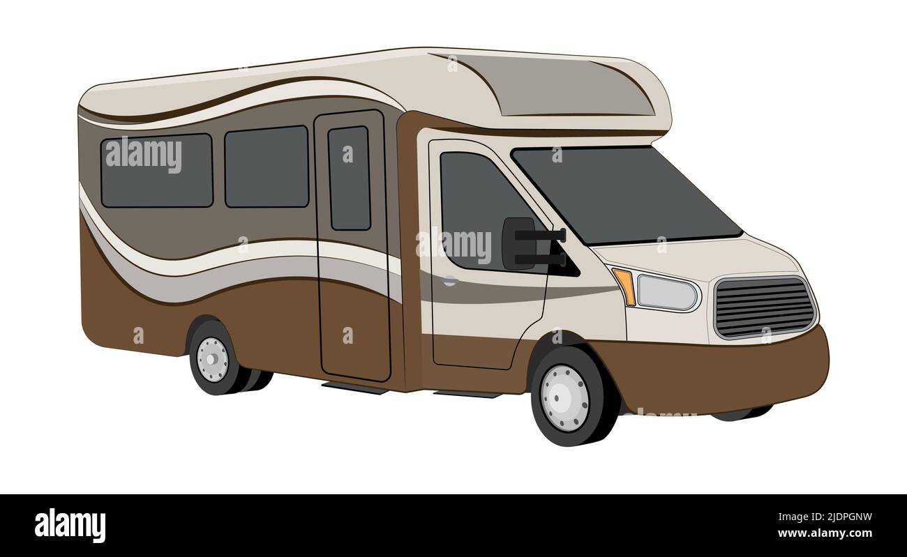 Modern style RV recreational vehicle Class C - Vector Illustration Stock Vector