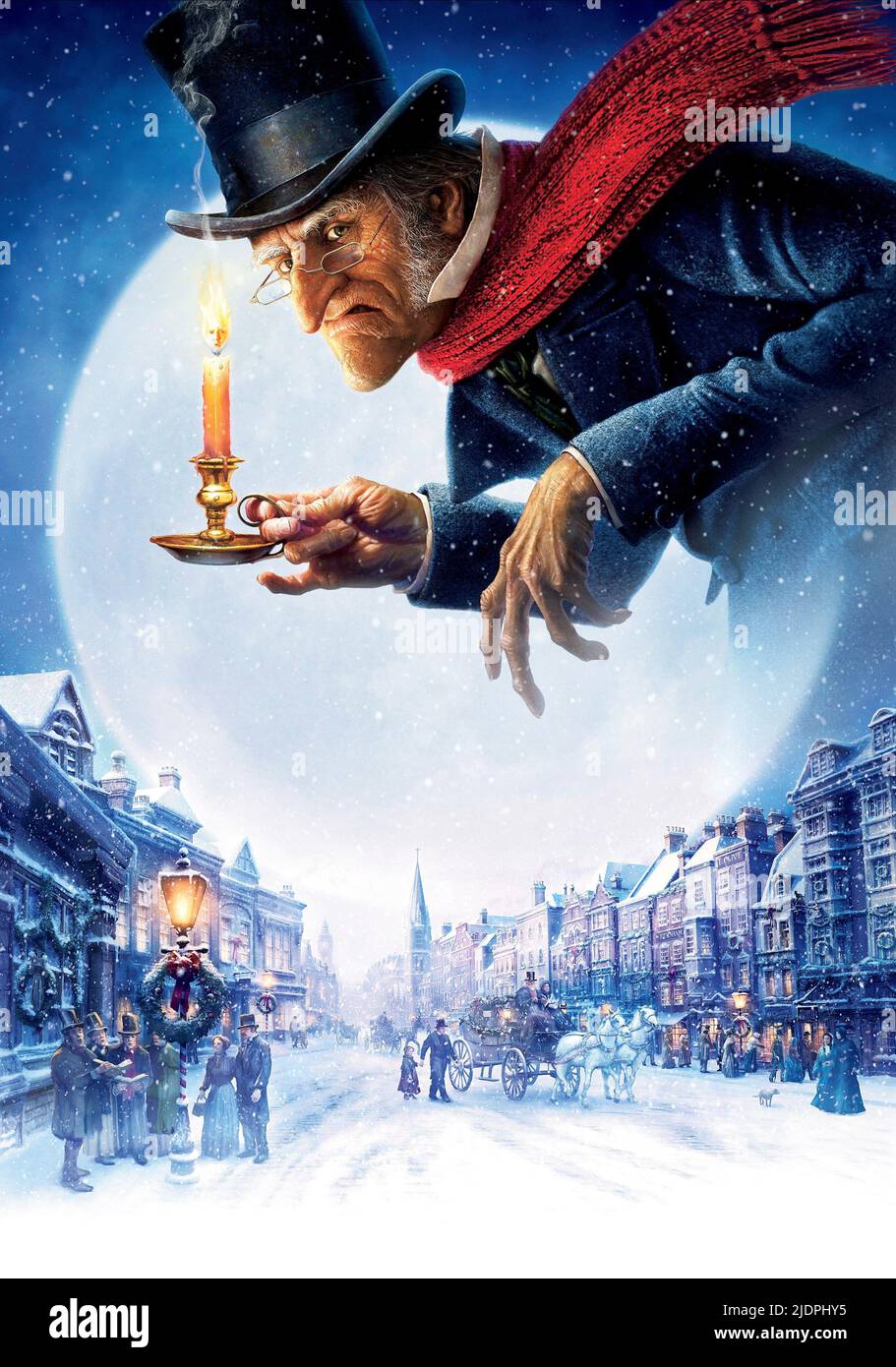 EBENEZER SCROOGE, A CHRISTMAS CAROL, 2009, Stock Photo