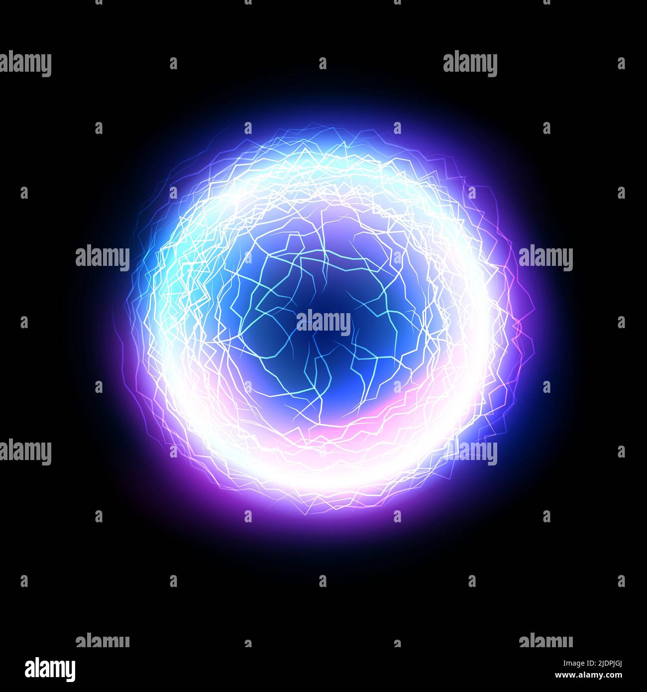 Electric lightning ball energy magic effect burst sphere. Vector power