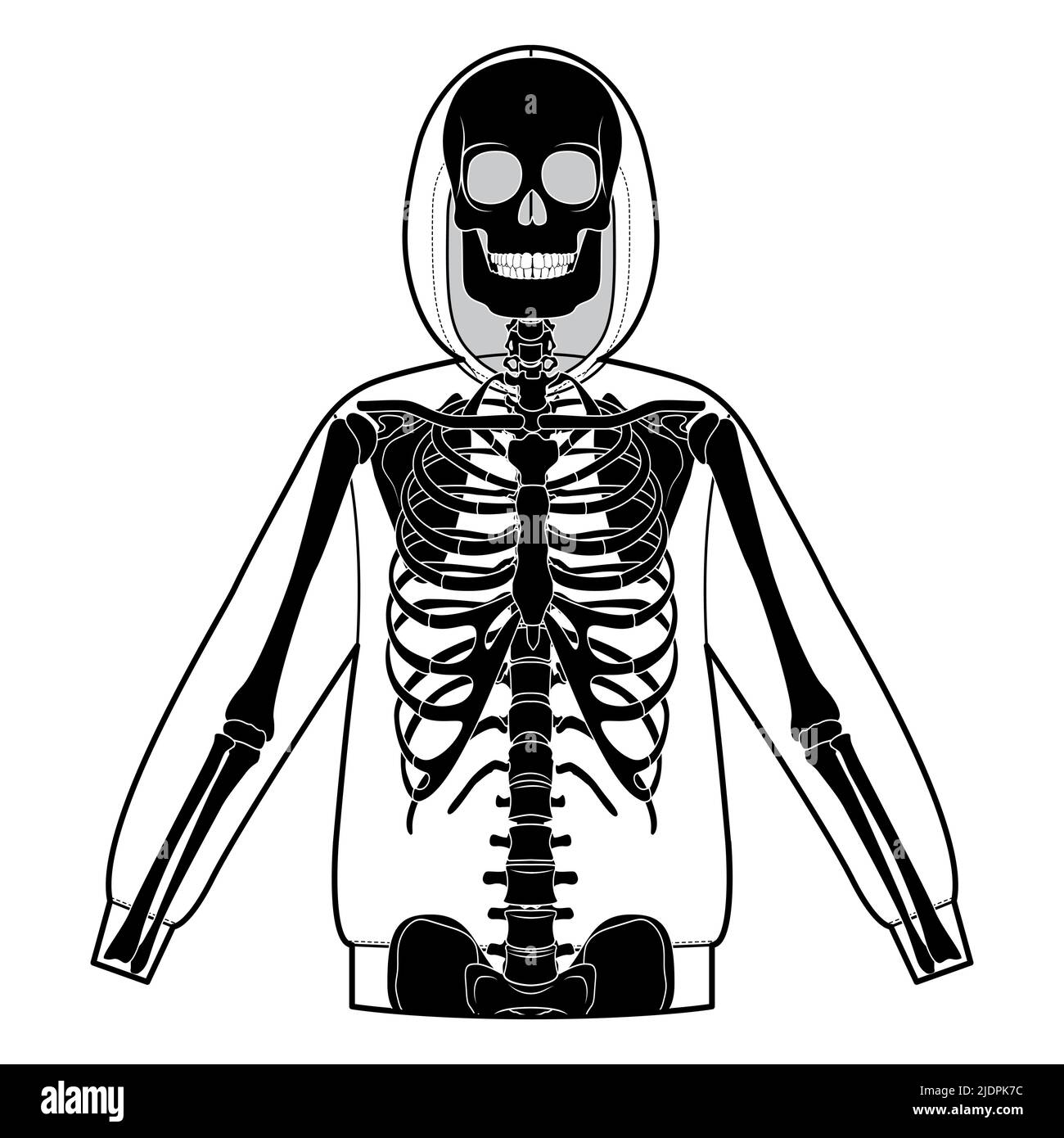 Jacket Skeleton Inside Halloween Print Kids Stock Vector (Royalty