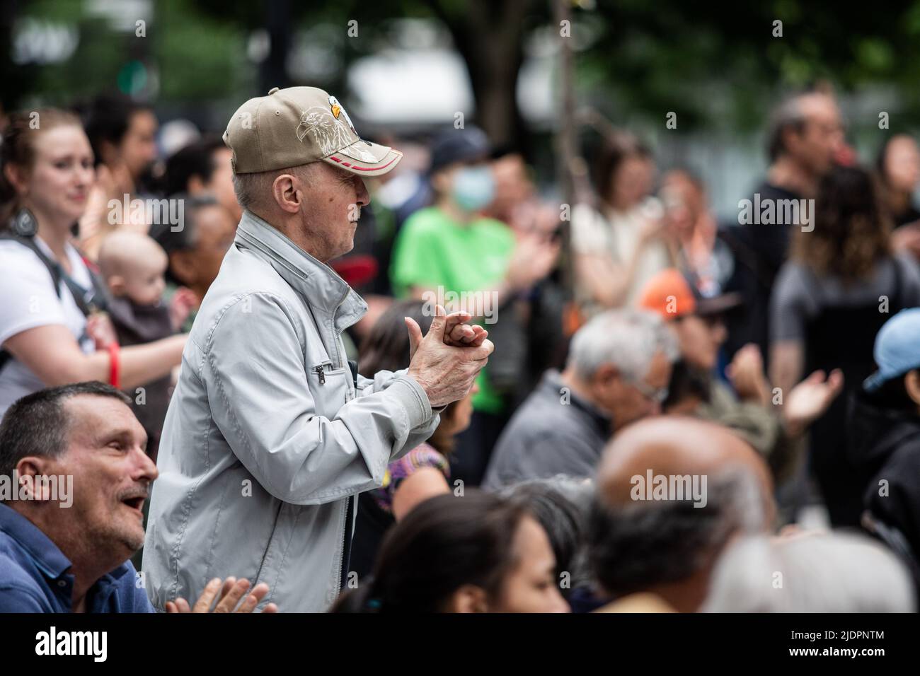 Indigenous community members attend the concert to celebrate National Indigenous Peoples Day. Stock Photo