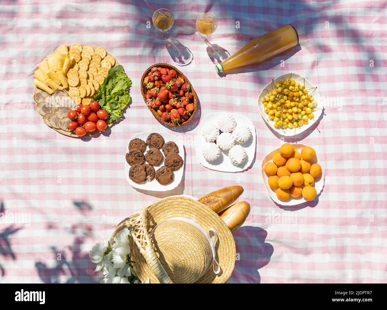 General view from the top of food for outdoor recreation. Stock Photo