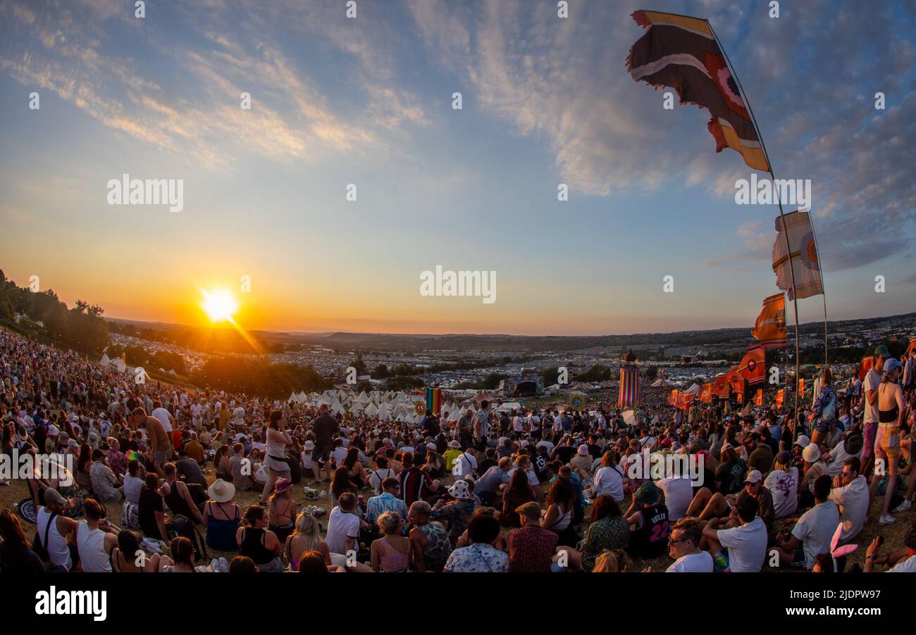 Glastonbury Festival 2022. Wednesday First Day 22 June 2022. Credit: Alamy Live News/Charlie Raven Stock Photo