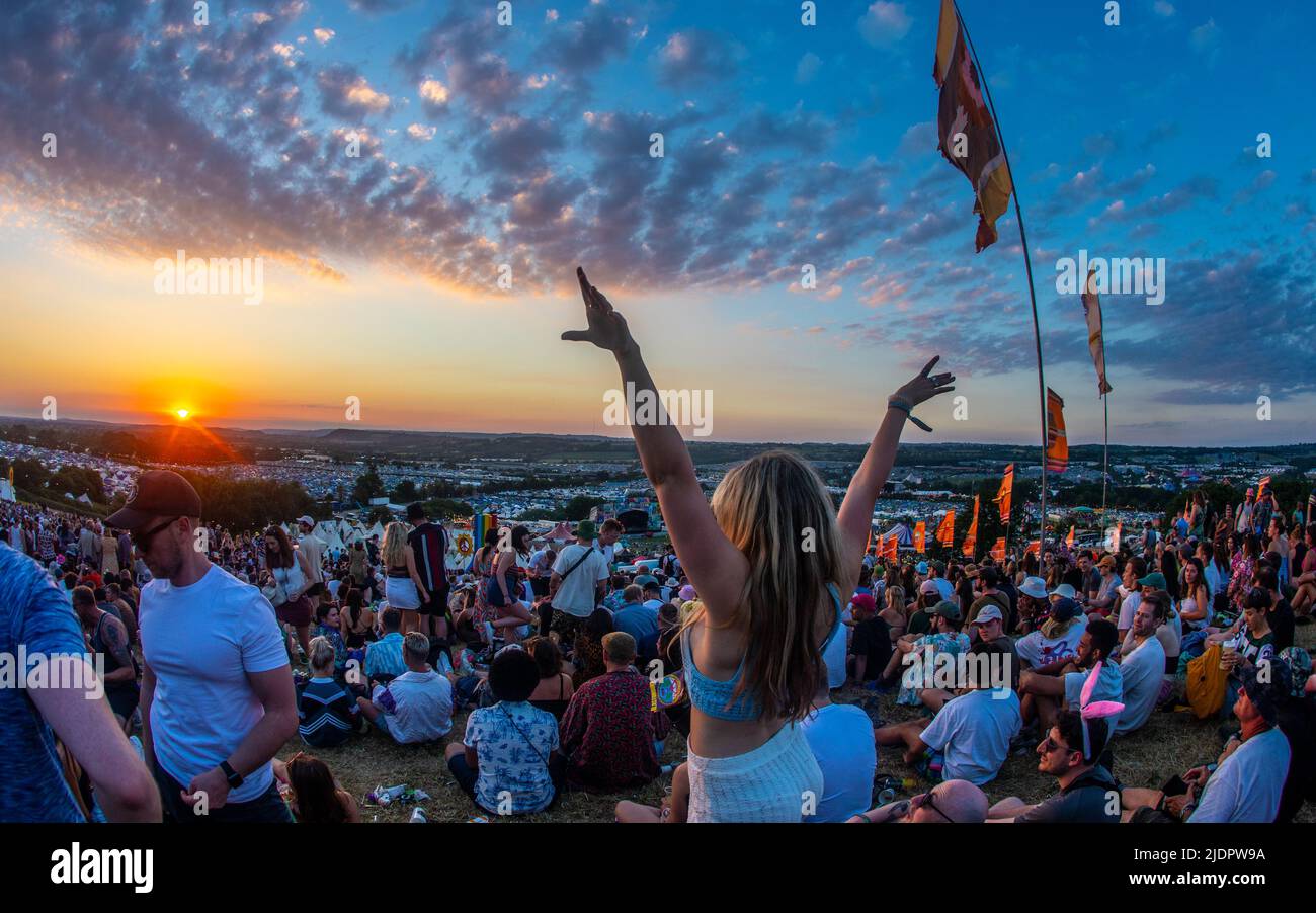 Glastonbury Festival 2022. Wednesday First Day 22 June 2022. Credit