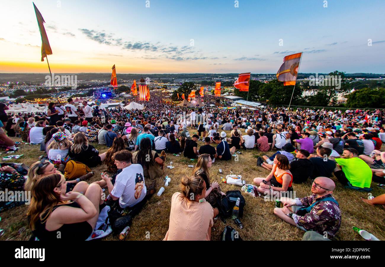 Glastonbury Festival 2022. Wednesday First Day 22 June 2022. Credit: Alamy Live News/Charlie Raven Stock Photo