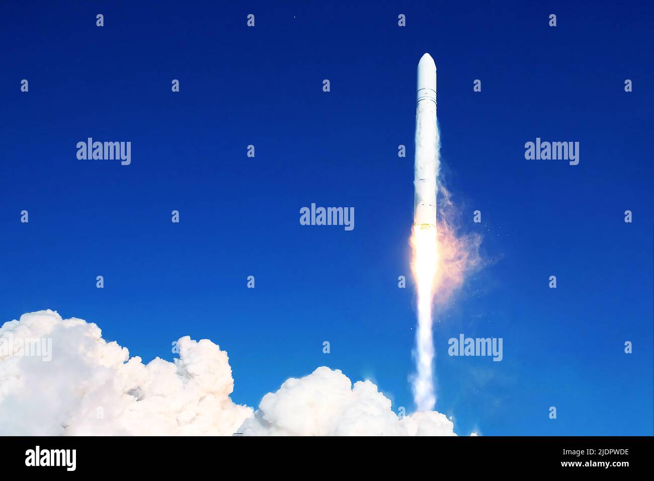 Launch of a space rocket into space. Elements of this image furnished ...