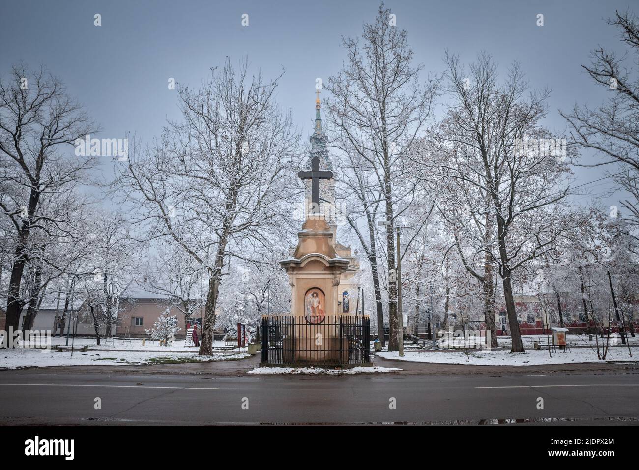 Picture of the iconic clocktower of the Serbian orthodox church of ...