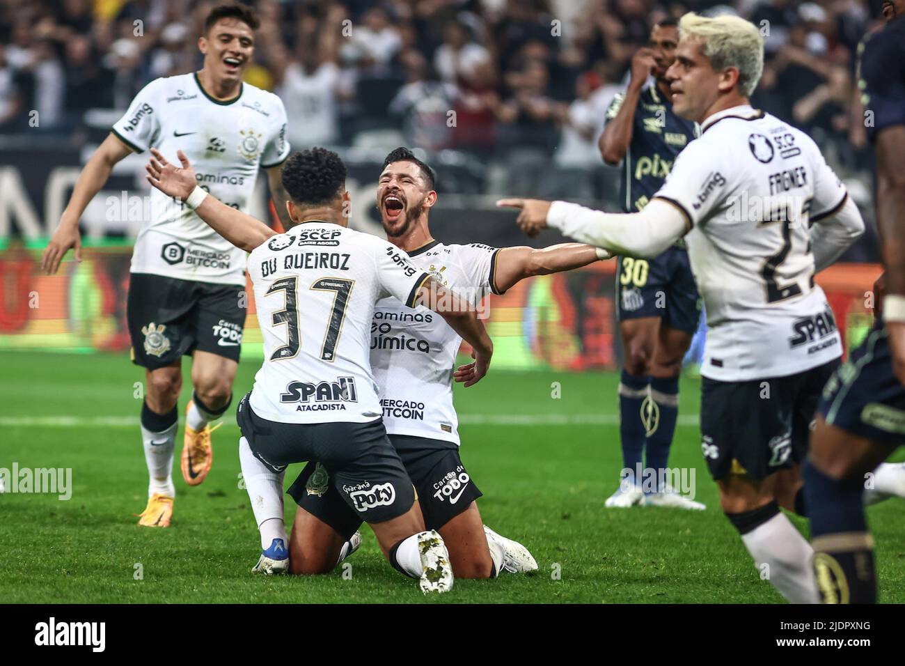 Sp Sao Paulo 06 22 22 Copa Do Brasil 22 Corinthians X Santos Corinthians Player Giuliano Celebrates His Goal With Players From His Team During A Match Against Santos At