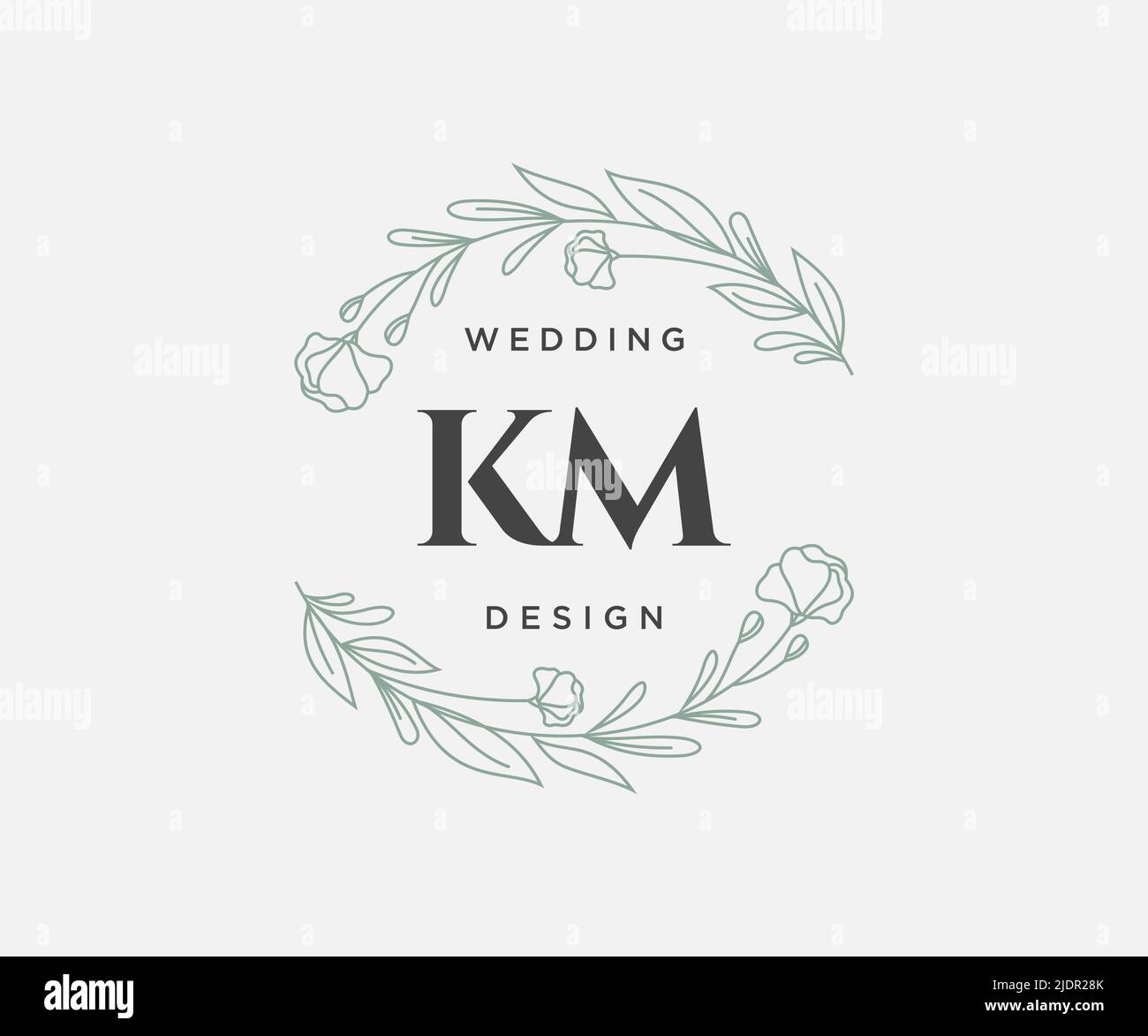 Km Initials Letter Wedding Monogram Logos Collection Hand Drawn Modern