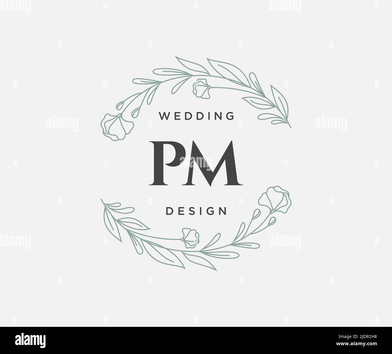 PM Initials letter Wedding monogram logos template, hand drawn