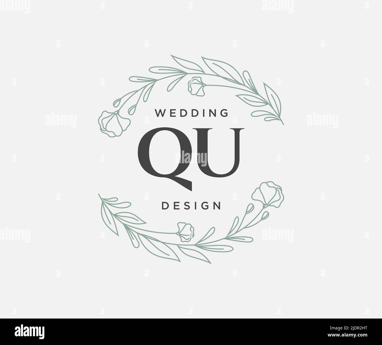 QU Initials letter Wedding monogram logos collection, hand drawn modern