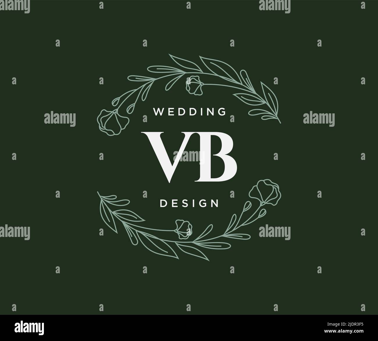 VB Initials letter Wedding monogram logos collection, hand drawn modern minimalistic and floral templates for Invitation cards, Save the Date, elegant Stock Vector