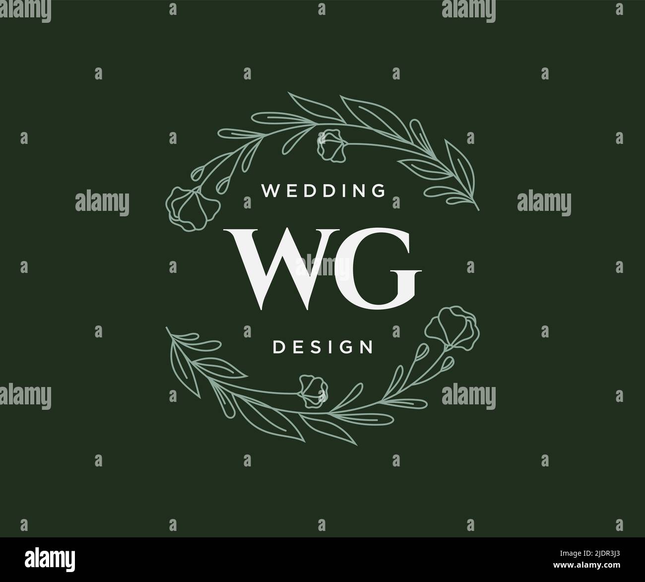 WG Initials letter Wedding monogram logos collection, hand drawn modern ...
