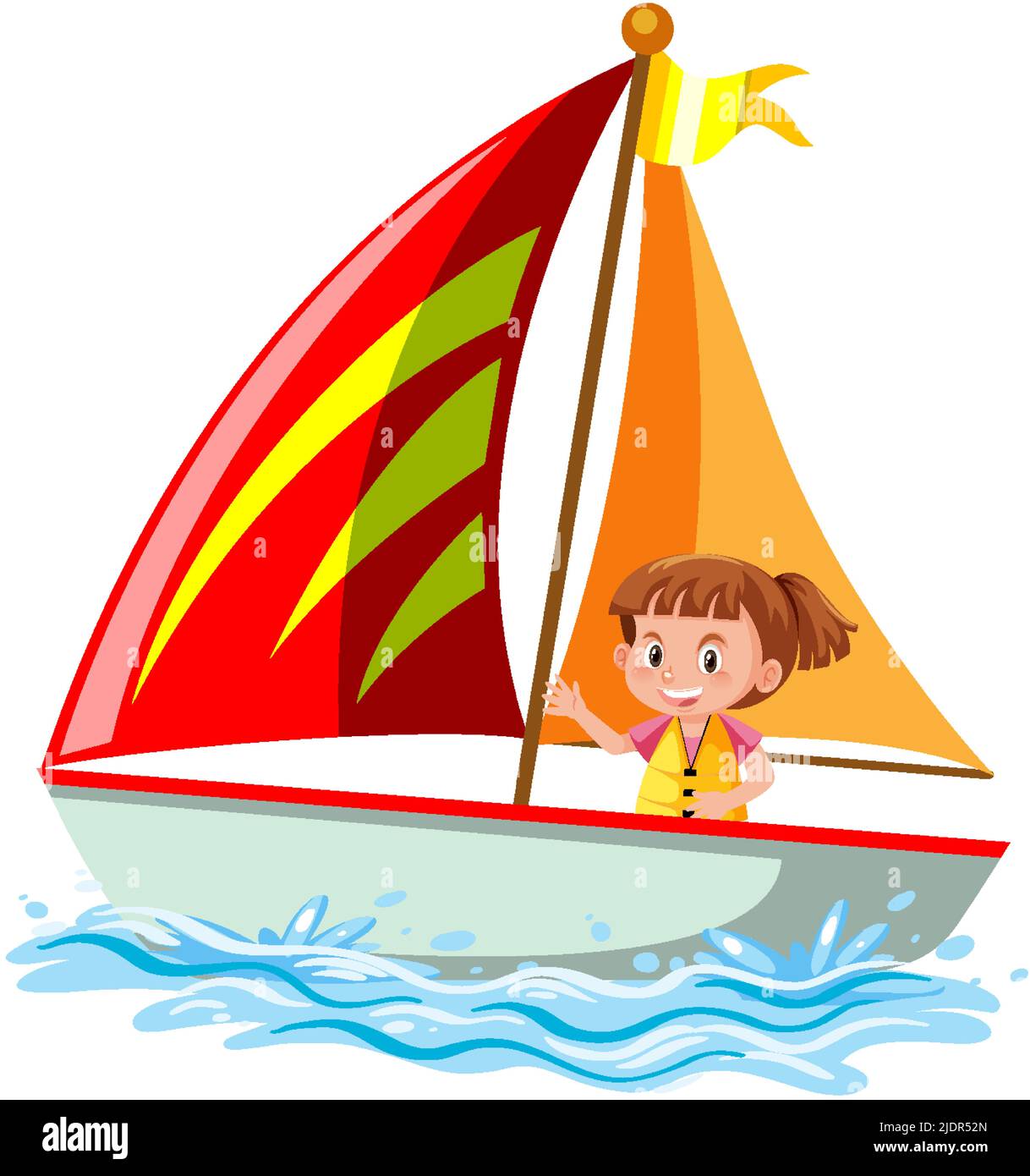 Little girl on a boat Stock Vector Images - Alamy