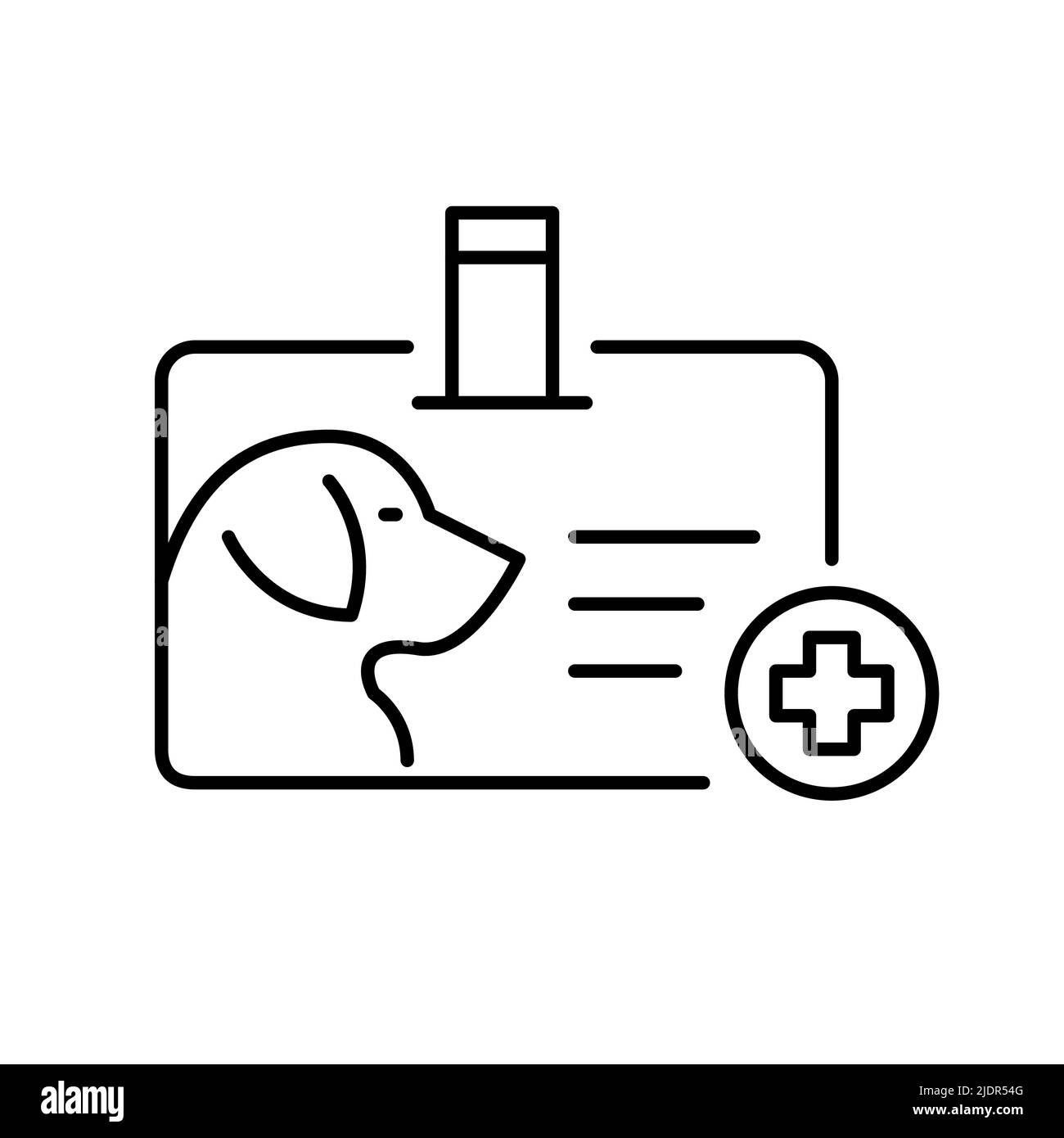 Dog medical id card. Pet insurance plan. Pixel perfect, editable stroke line icon Stock Vector
