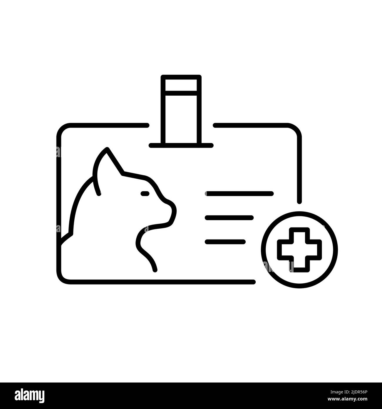 Cat medical id card. Pet insurance plan. Pixel perfect, editable stroke line icon Stock Vector