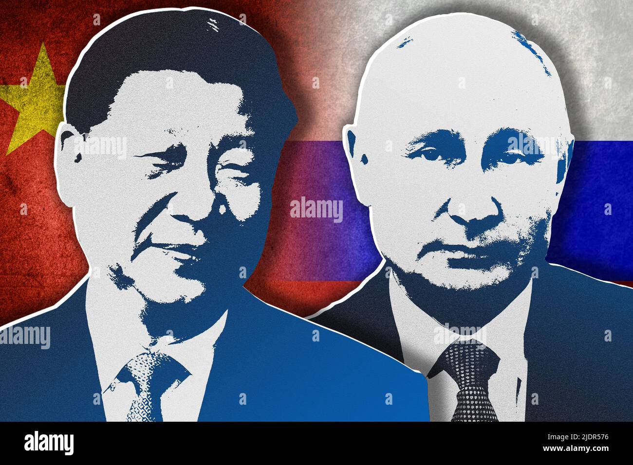 Xi Jinping and Putin - Chinese and Russian flags Stock Photo - Alamy