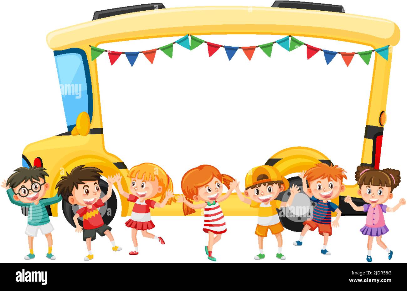 A blank board with children cartoon character illustration Stock Vector ...