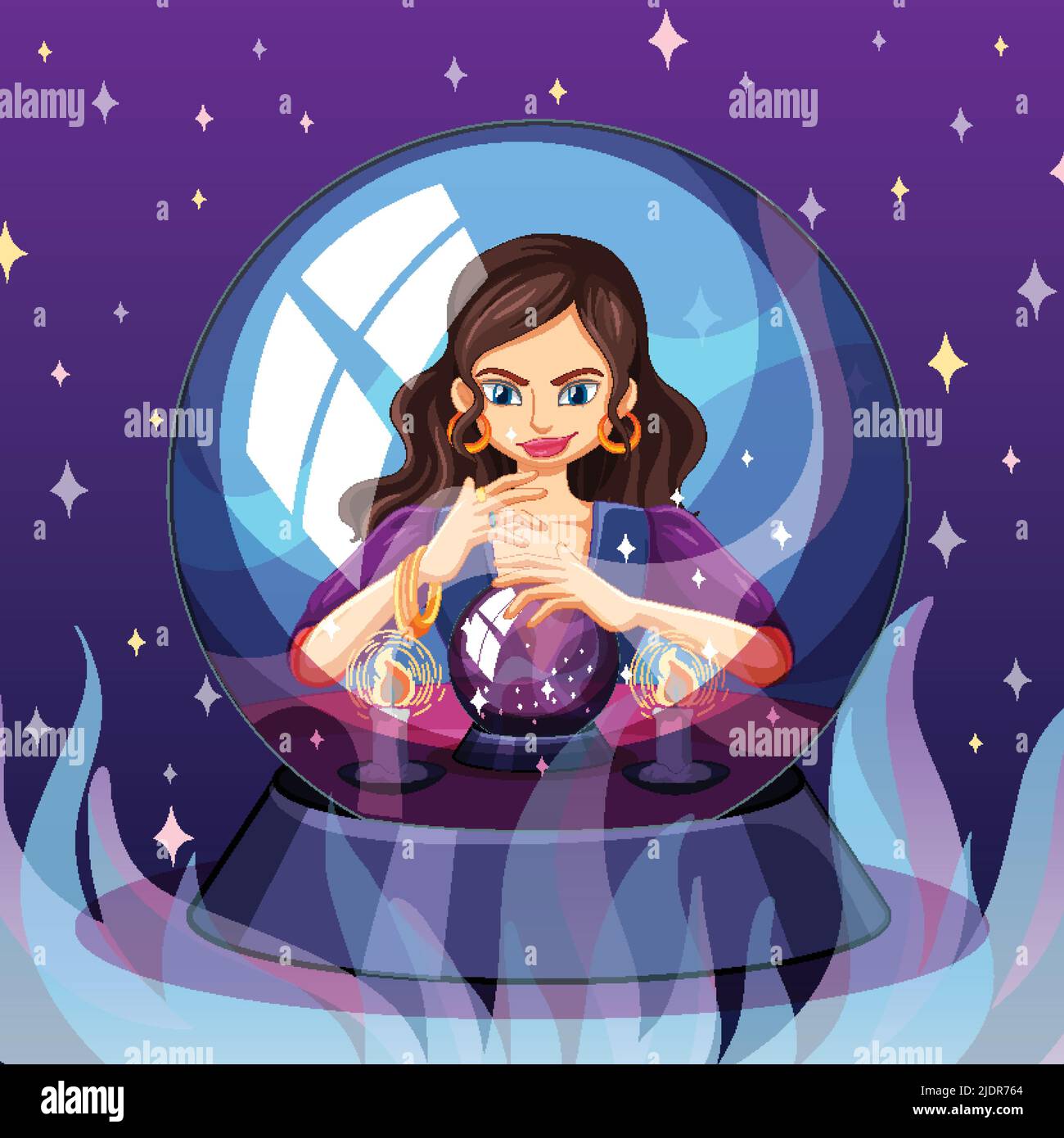 Fortune Teller With Crystal Ball Illustration Stock Vector Image And Art Alamy