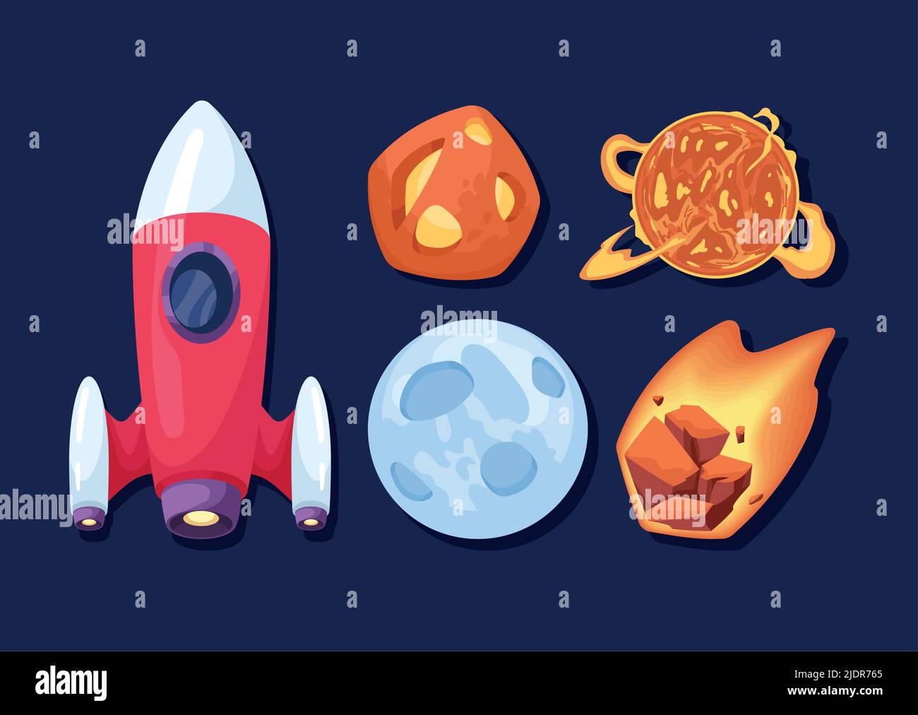 five space outer icons Stock Vector