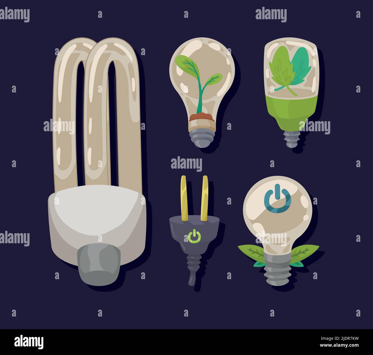 five clean energy icons Stock Vector