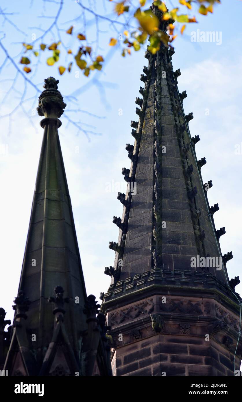 chester cathedral spires, england Stock Photo