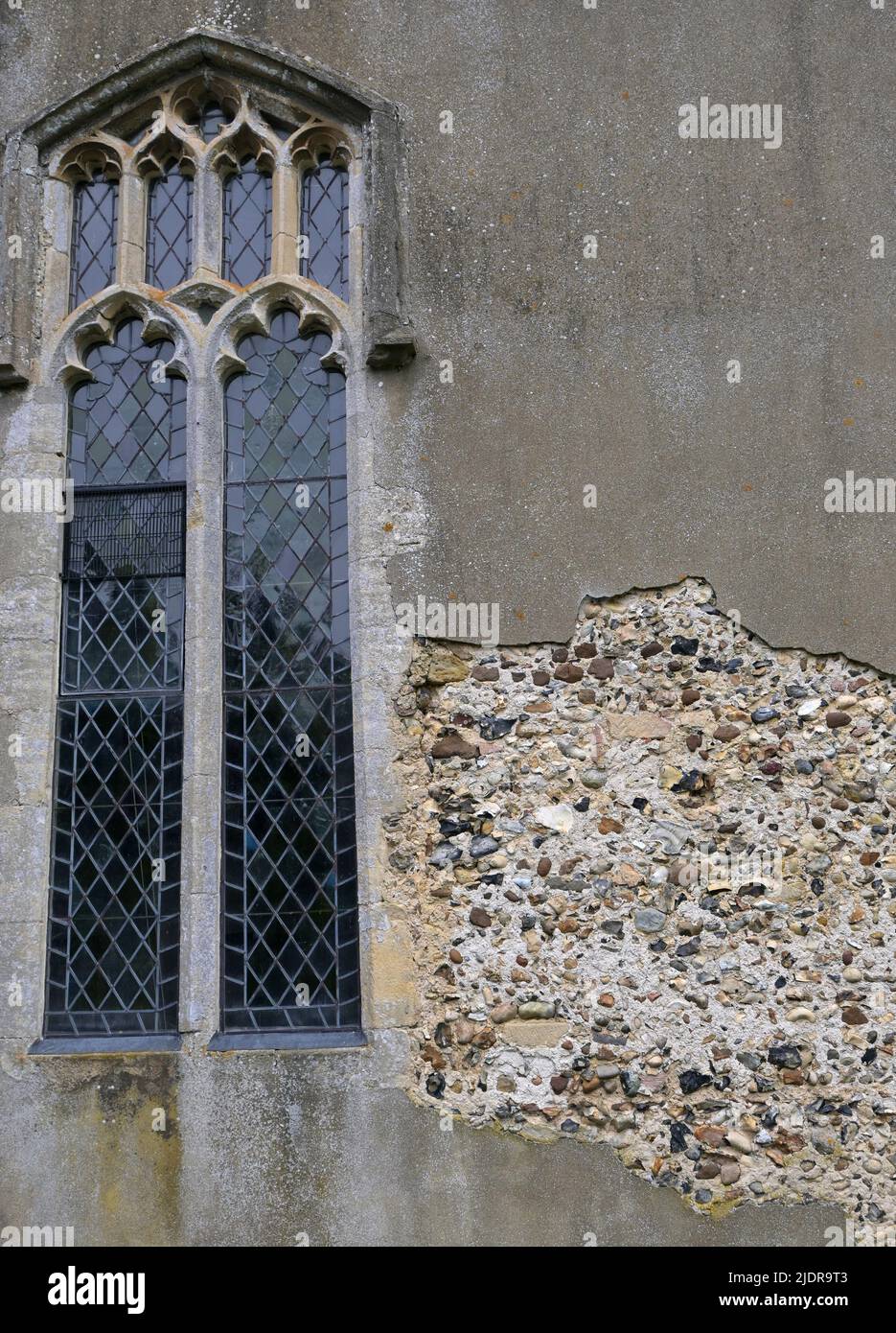 windows and wall, st mary the virgin church, wortham, suffolk england Stock Photo