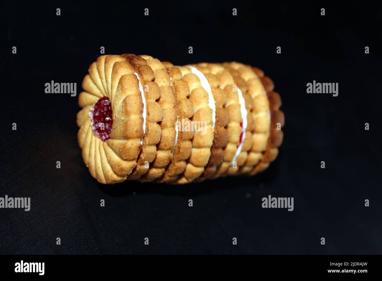 cookie isolated on black background Stock Photo
