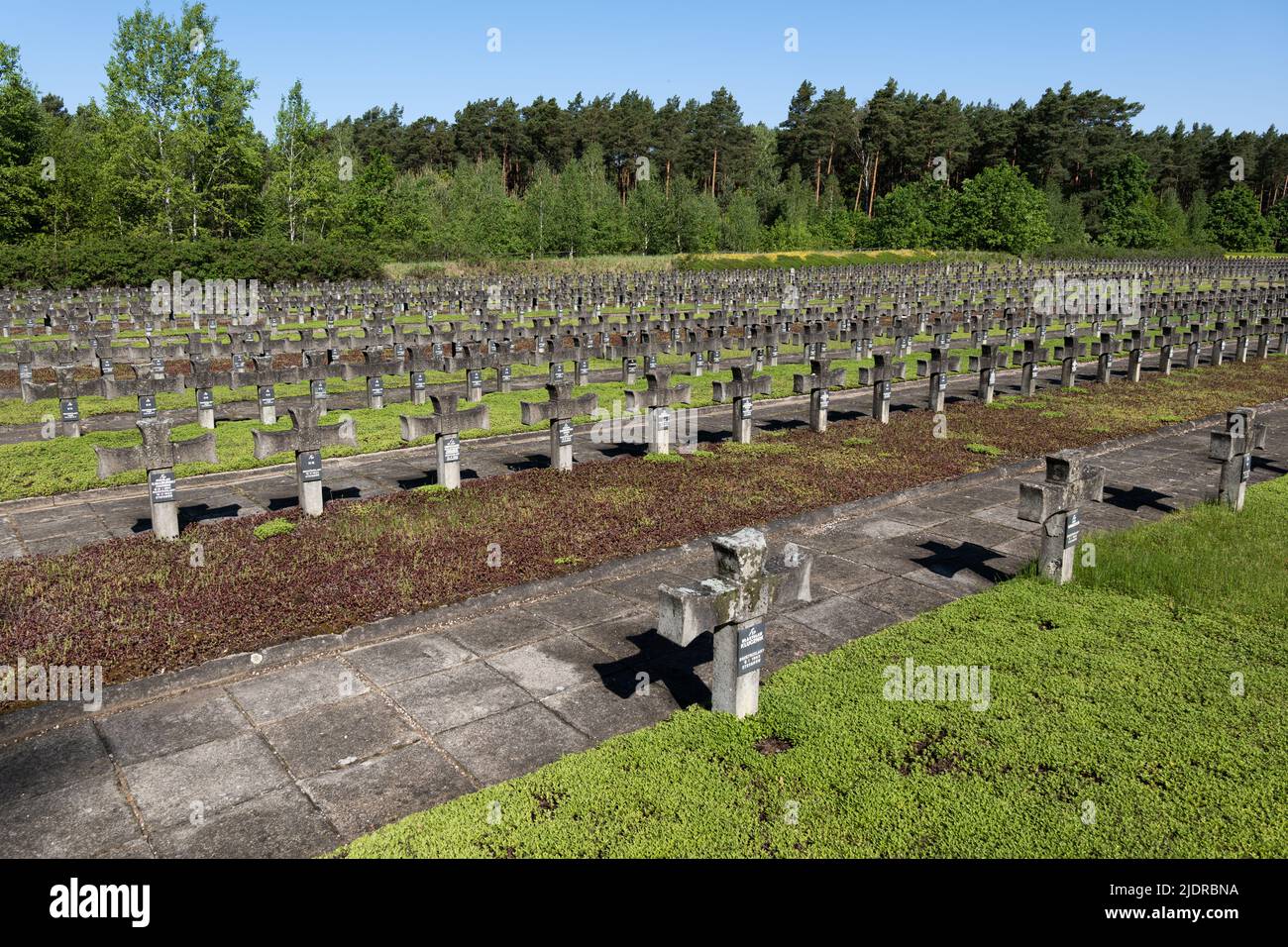 Kampinos Forest, Poland - May 26, 2022: War Cemetery Palmiry, place of execution and burial of over 2 thousand Poles, victims of the German Nazi terro Stock Photo