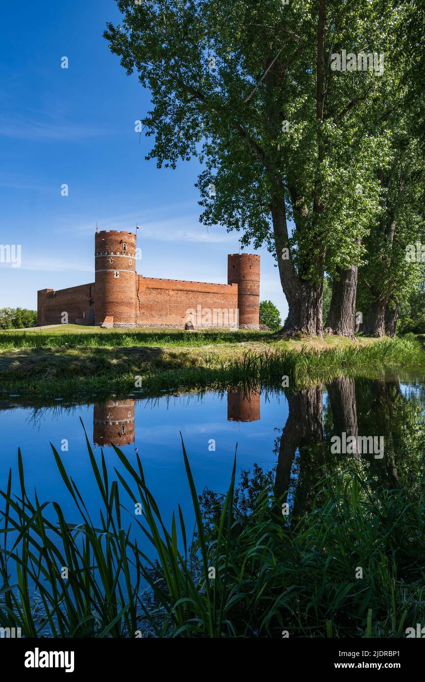 Medieval Castle of the Masovian Dukes and Lydynia River Valley landscape in Ciechanow, Poland. Stock Photo