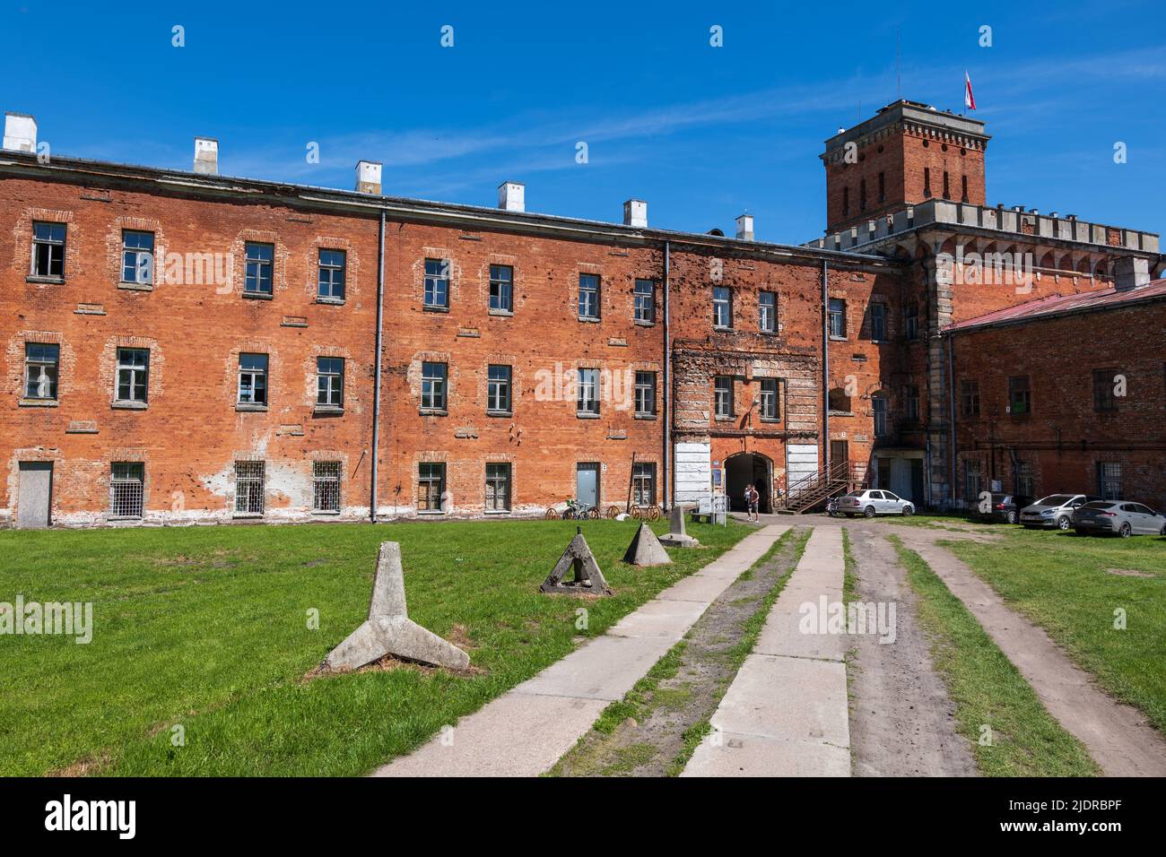 The Modlin Fortress (Polish: Twierdza Modlin) in Nowy Dwor Mazowiecki, Poland. Bastion citadel from the 19th century, entrance at the Red Tower. Stock Photo