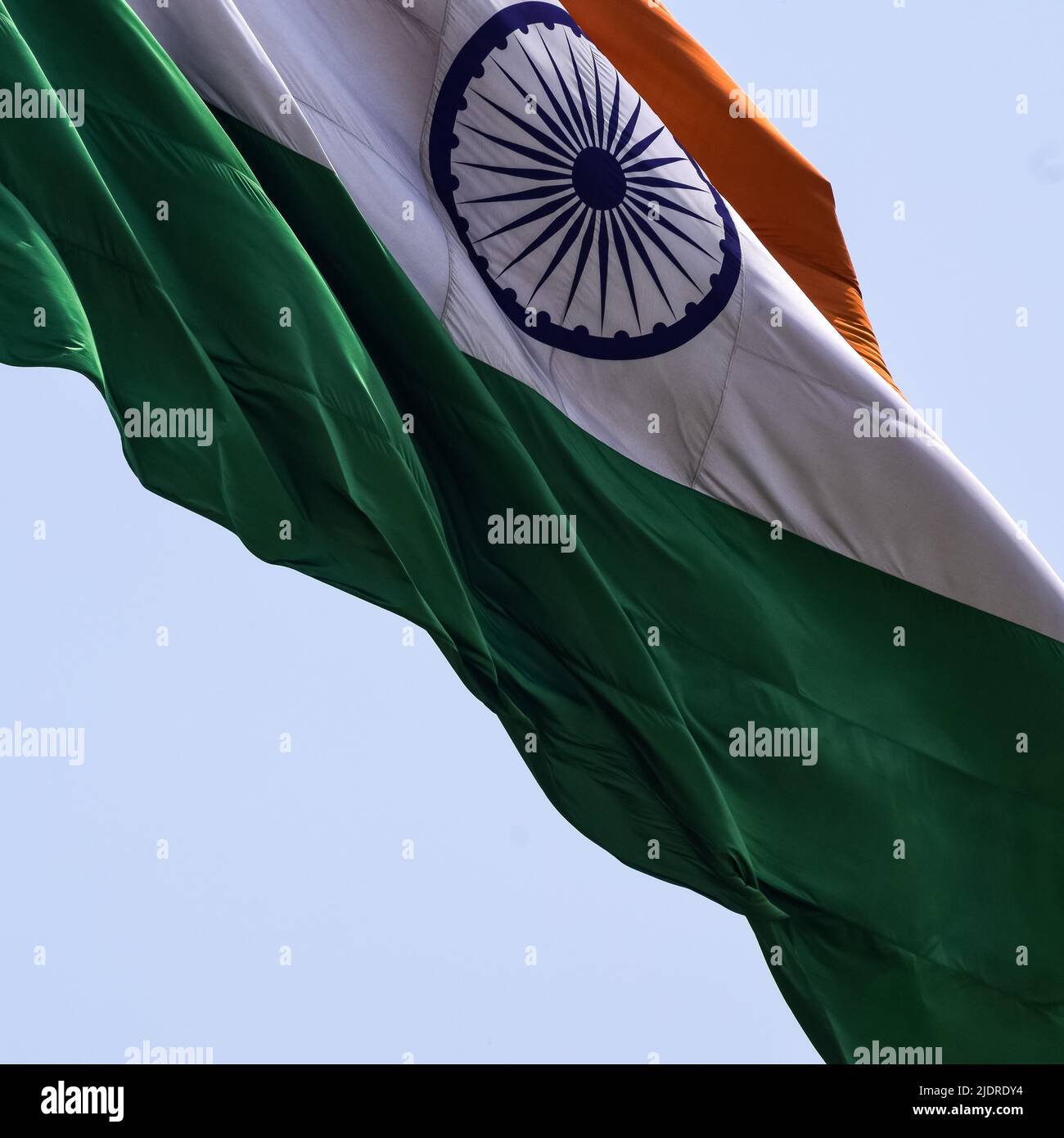 India flag flying high at Connaught Place with pride in blue sky, India ...