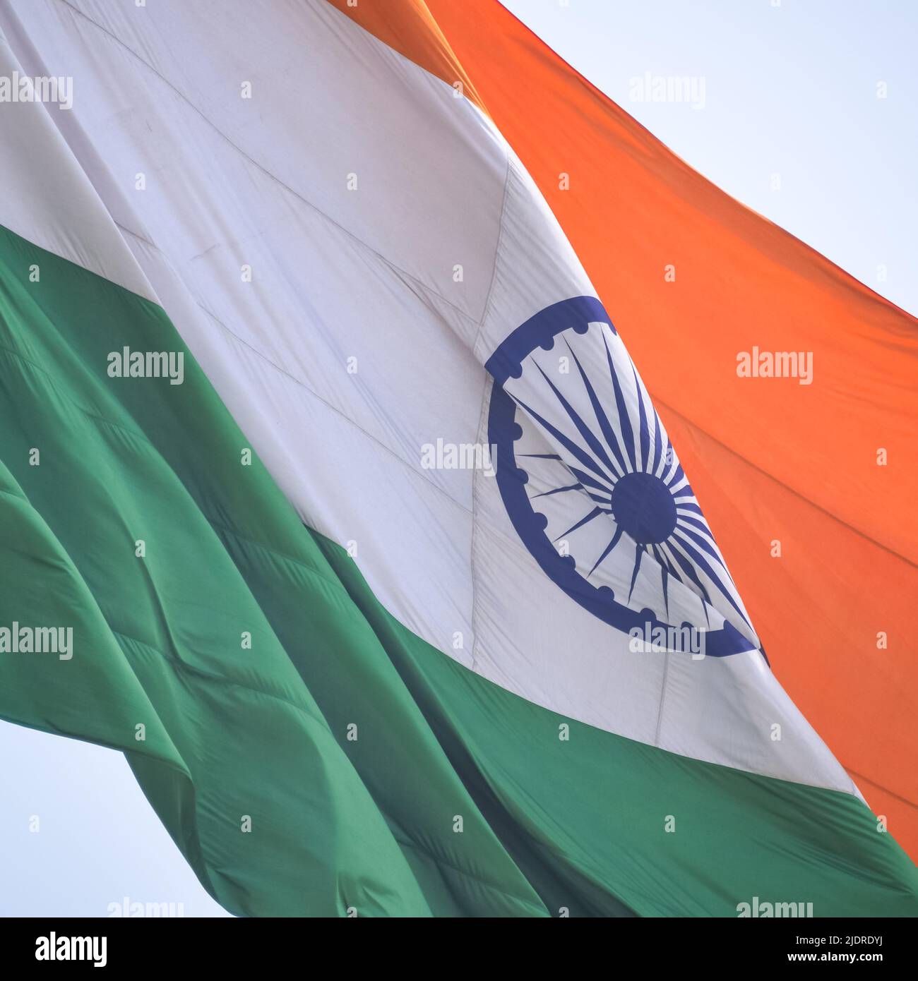 India flag flying high at Connaught Place with pride in blue sky, India ...