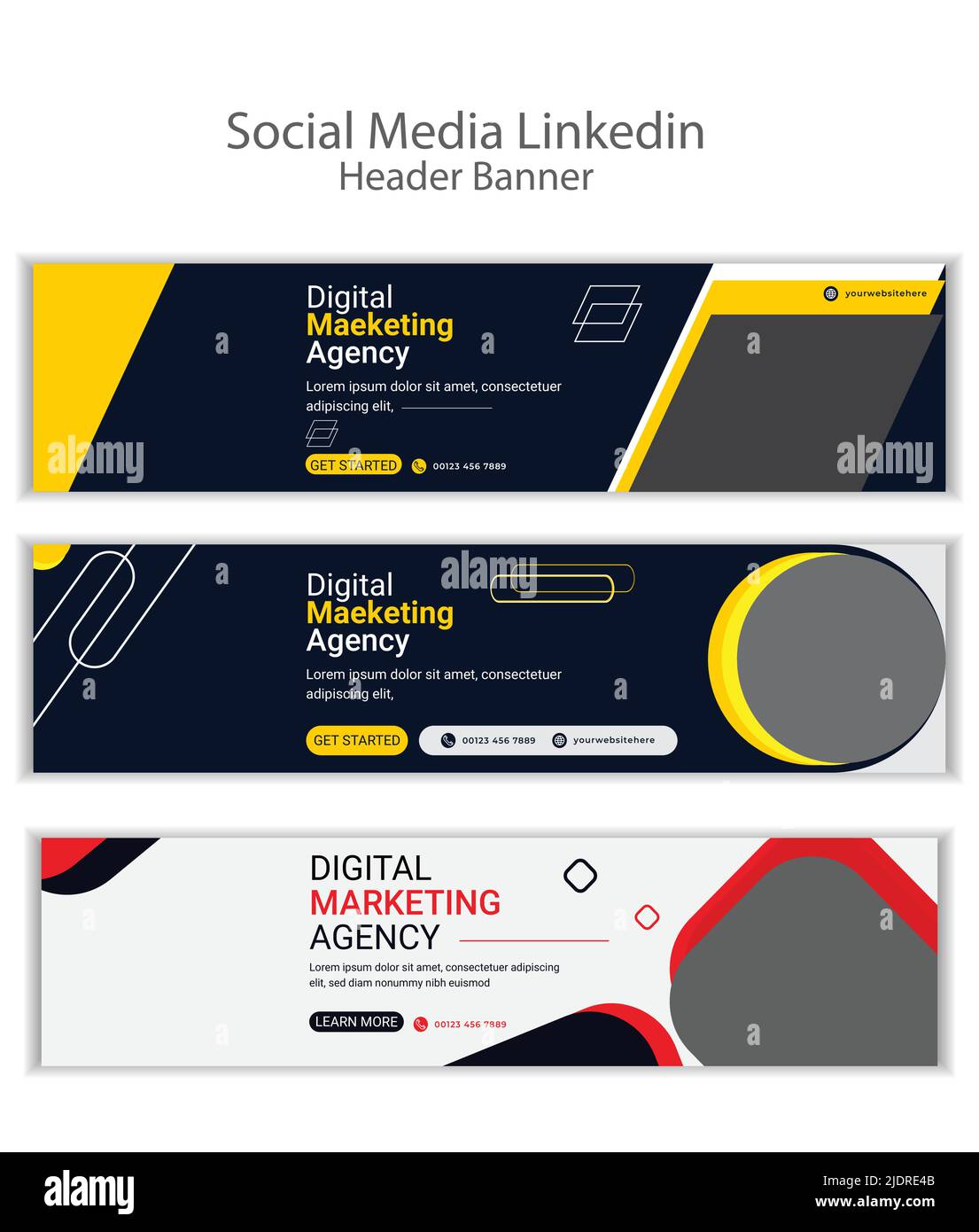 Social media LinkedIn Banner or Cover photo For Digital Marketing Agency Stock Vector