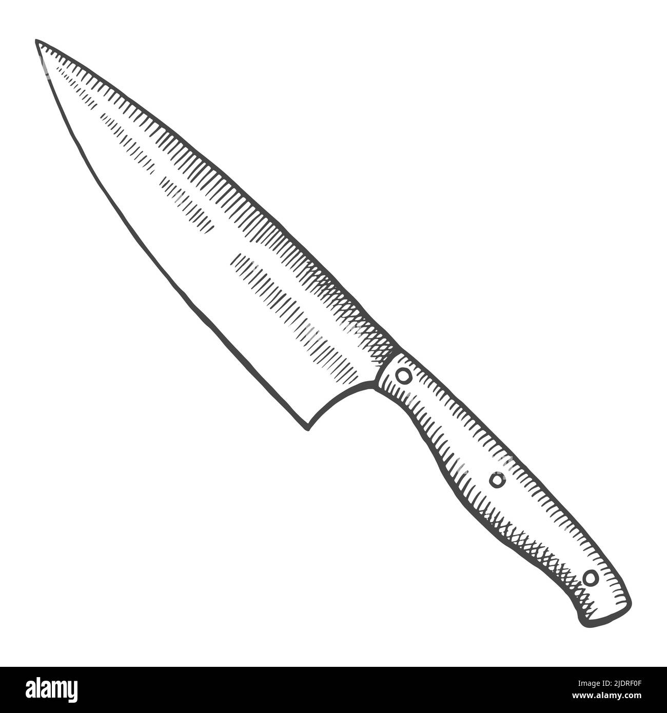 kitchen chef knife isolated doodle hand drawn sketch with outline style vector illustration