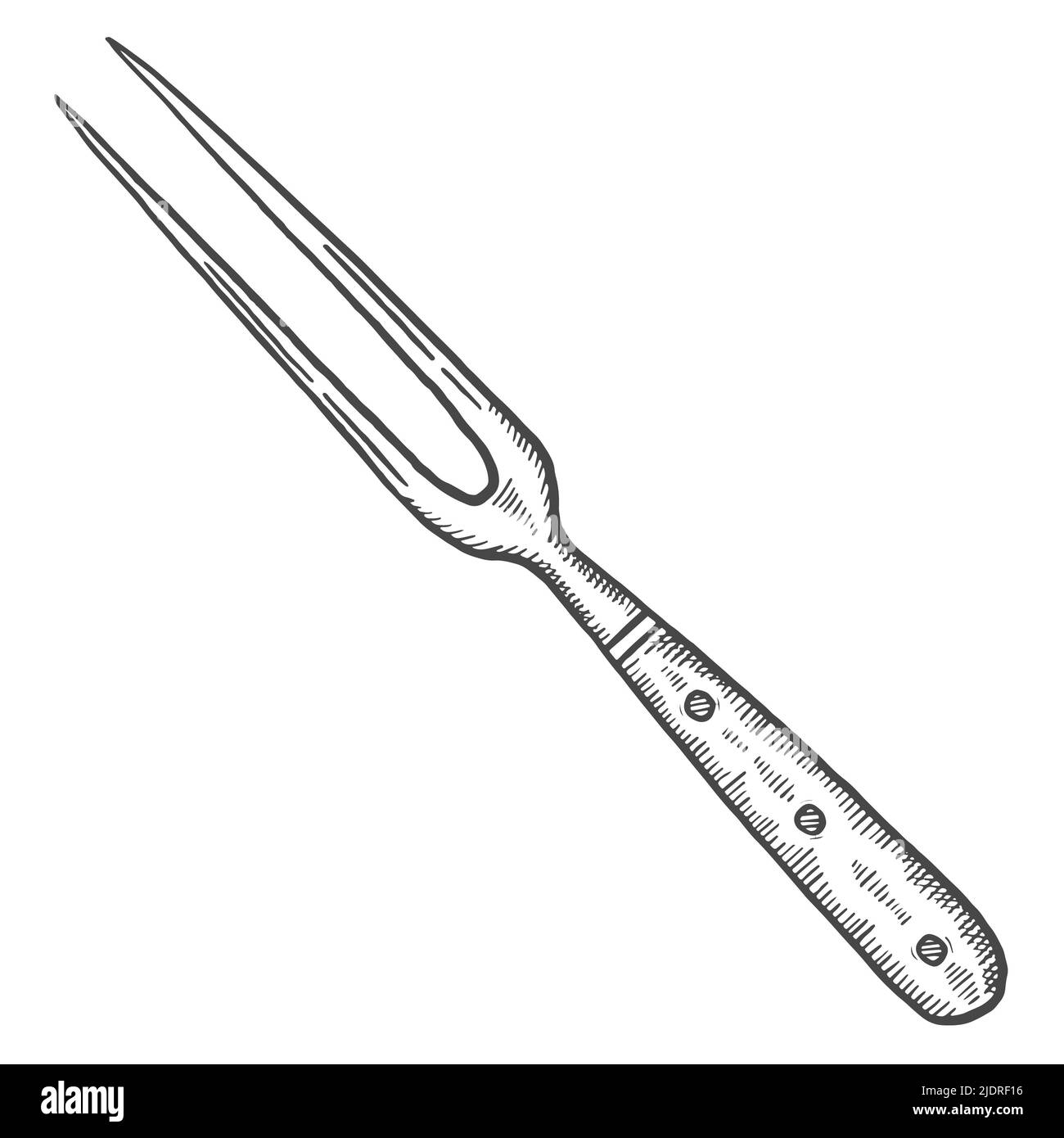 kitchen carving fork knife isolated doodle hand drawn sketch with